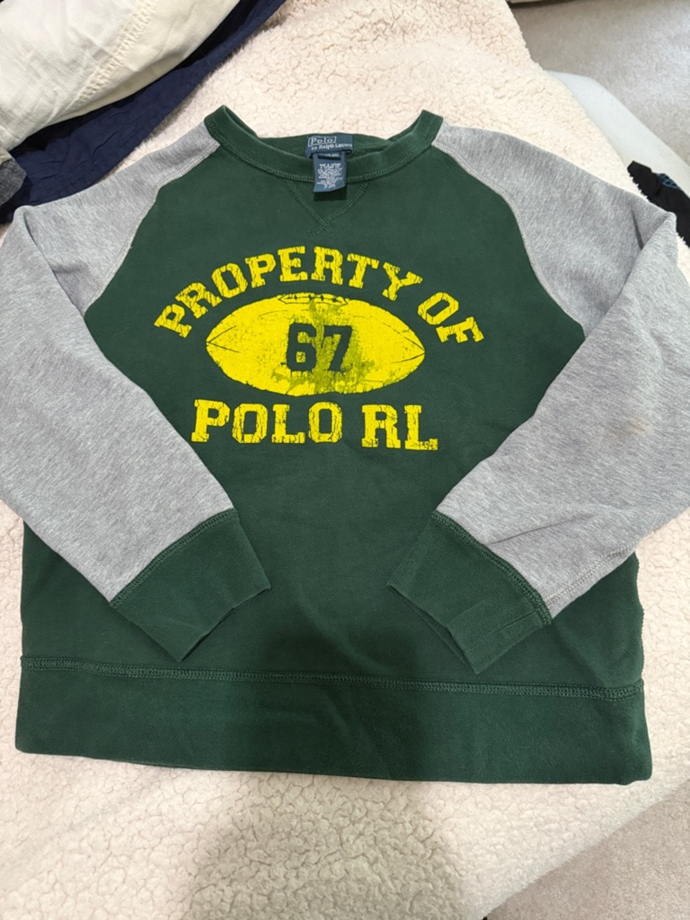 Polo by Ralph Lauren Kids 'Property of Polo RL' Green & Gray Sweatshirt